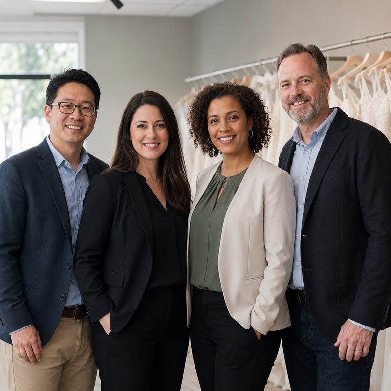 Local B2B service team supporting bridal and formalwear retail partners