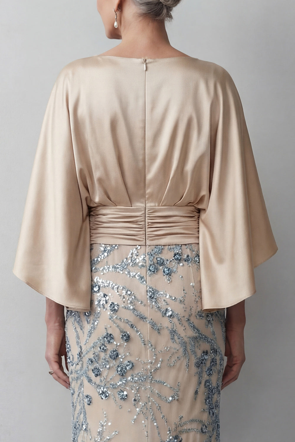 Champagne Sequin Long Sleeve Mermaid Mother Of Bride Dress