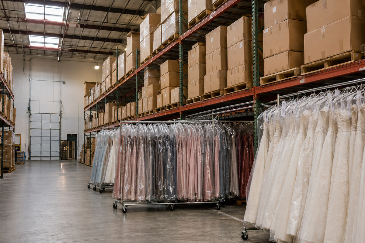 U.S.-local warehouse with bridal and formalwear inventory