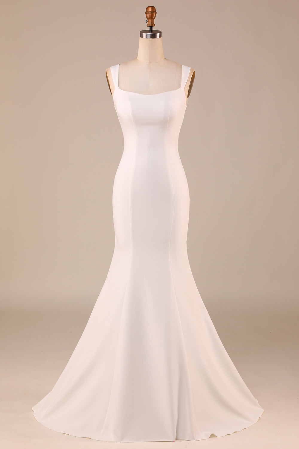 Simple Ivory Mermaid Wedding Dress with Back Bowknot - Ivory